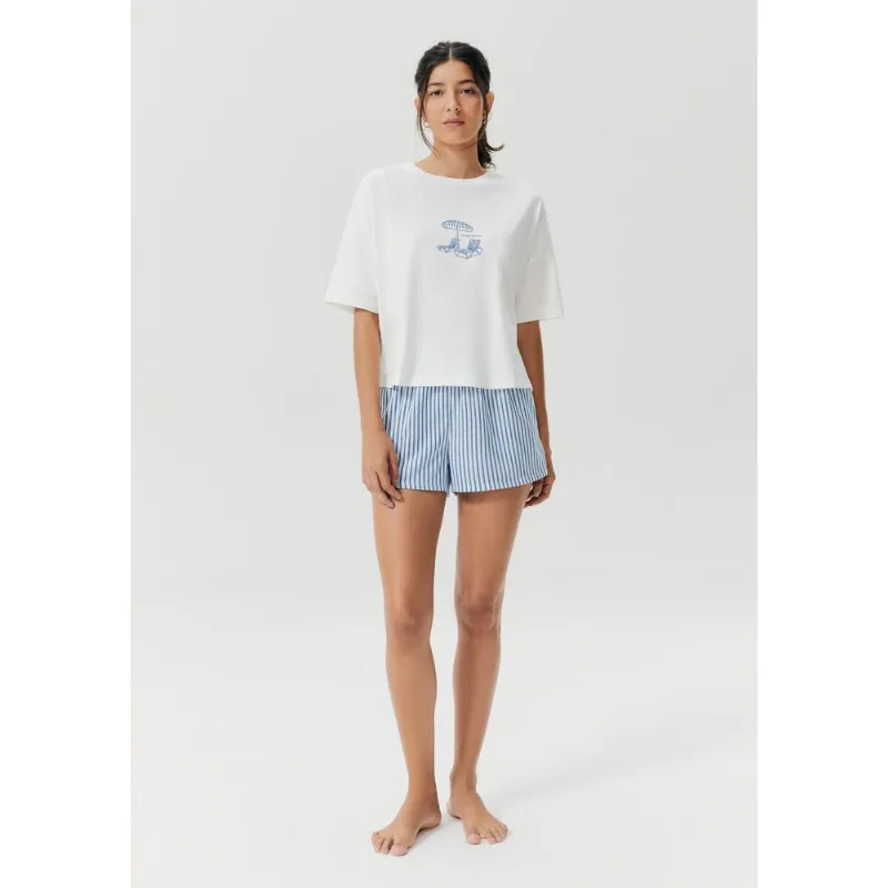 Pijama Curto Feminino Box Estampado - Azul XP