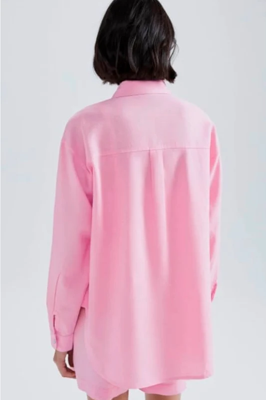 Camisa Oversized Hering Feminina - Rosa G