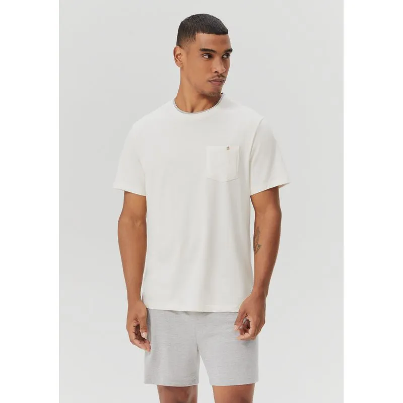Pijama Curto Masculino Com Bolso - Off white P