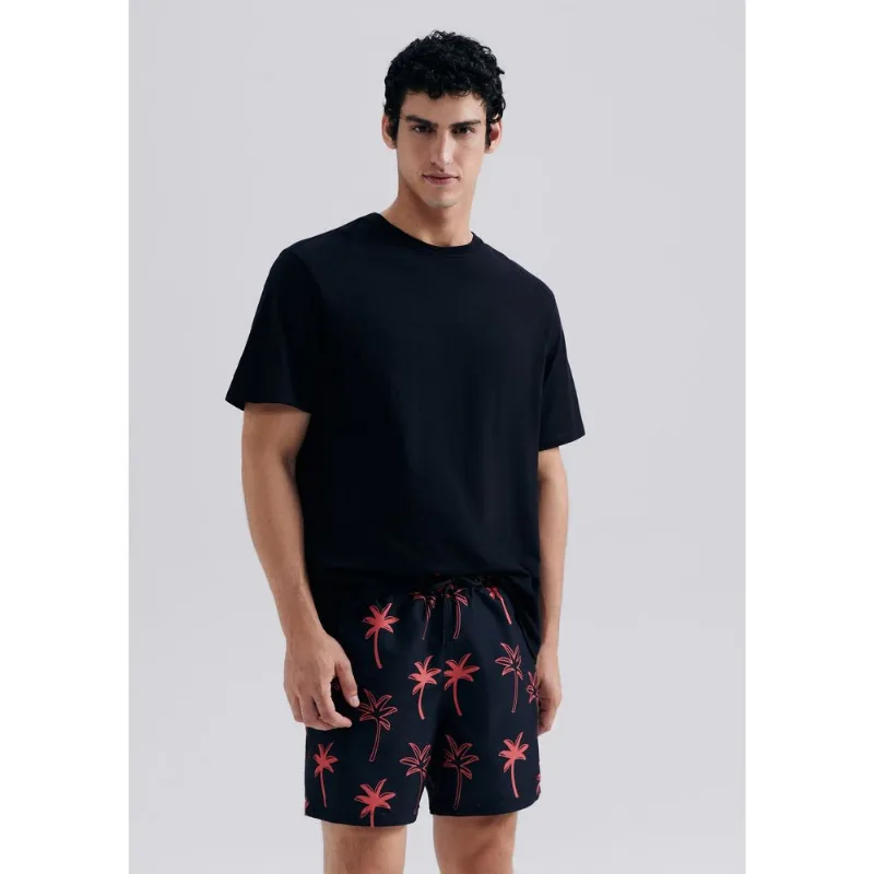 Shorts Praia Masculino Estampado - Preto XXG