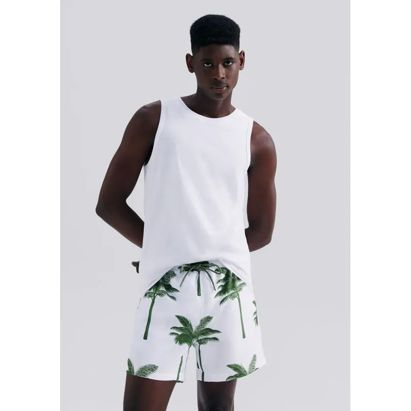 Shorts Praia Masculino Estampado - Branco M