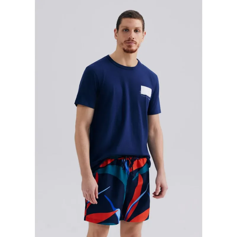 Shorts Praia Masculino Estampado - Azul XXG