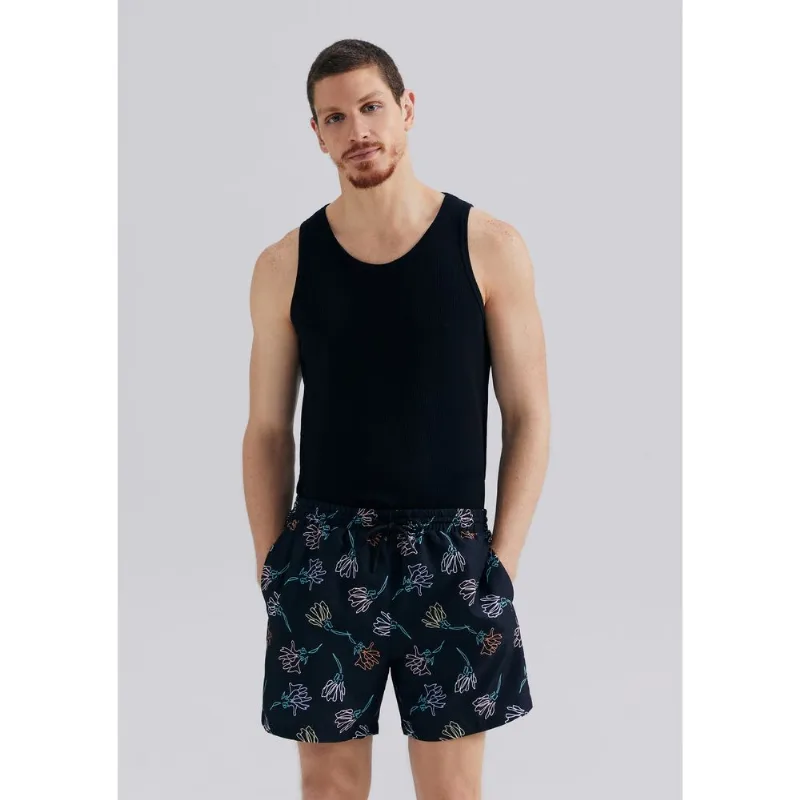Shorts Praia Masculino Estampado - Preto XG