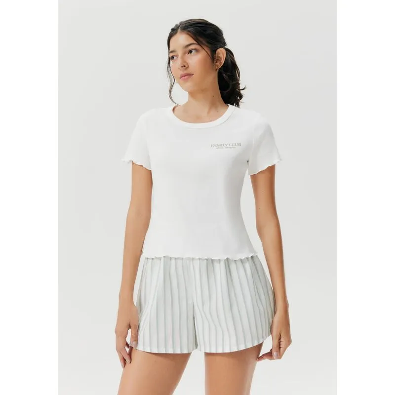 Pijama Curto Feminino Com Estampa Família - Off white P