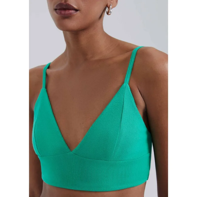 Top Alças Finas Canelado - Verde XG