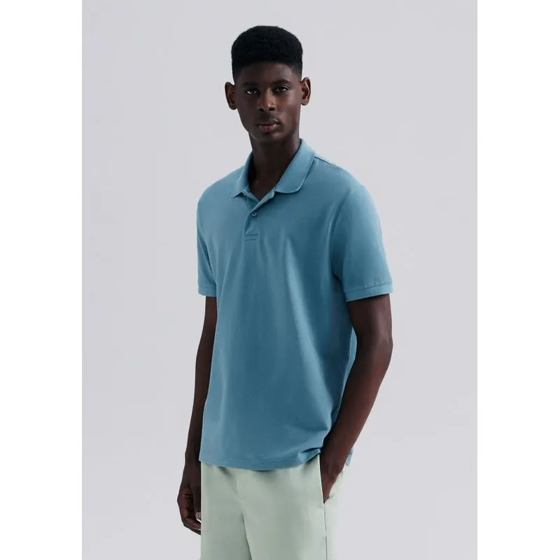 Camisa Polo Básica Masculina Manga Curta Em Piquet - Azul EXG
