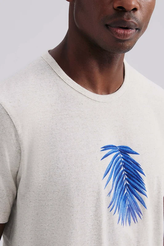 Camiseta Básica Hering Com Estampa Em Linho Masculina - Bege M