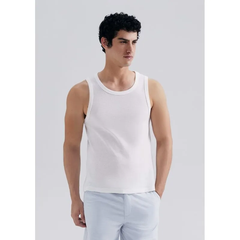 Regata Masculina Slim Texturizada - Off white M