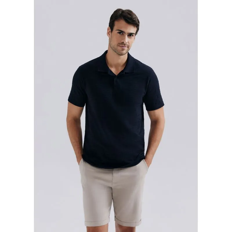Camisa Polo Masculina Manga Curta Texturizada - Preto G
