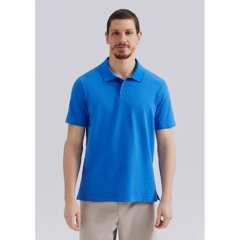 Camisa Polo Masculina Manga Curta Texturizada - Azul M