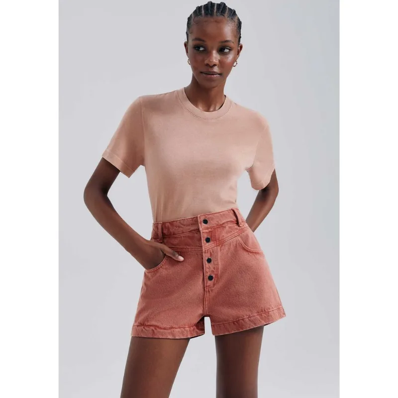 Shorts De Sarja Feminino Estonado - Terracota 044
