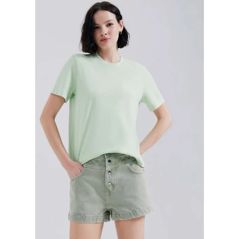 Shorts De Sarja Feminino Estonado - Verde 036