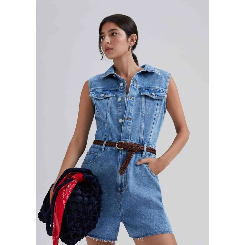 Macacão Jeans Feminino - Azul M