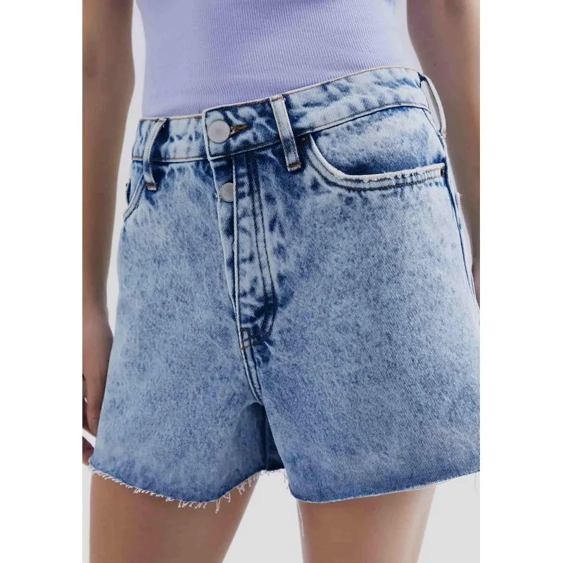 Shorts Jeans Feminino Barra A Fio - Azul 044