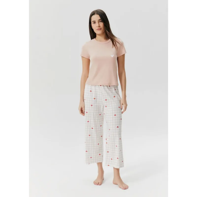 Pijama Longo Feminino Estampado - Rosa M
