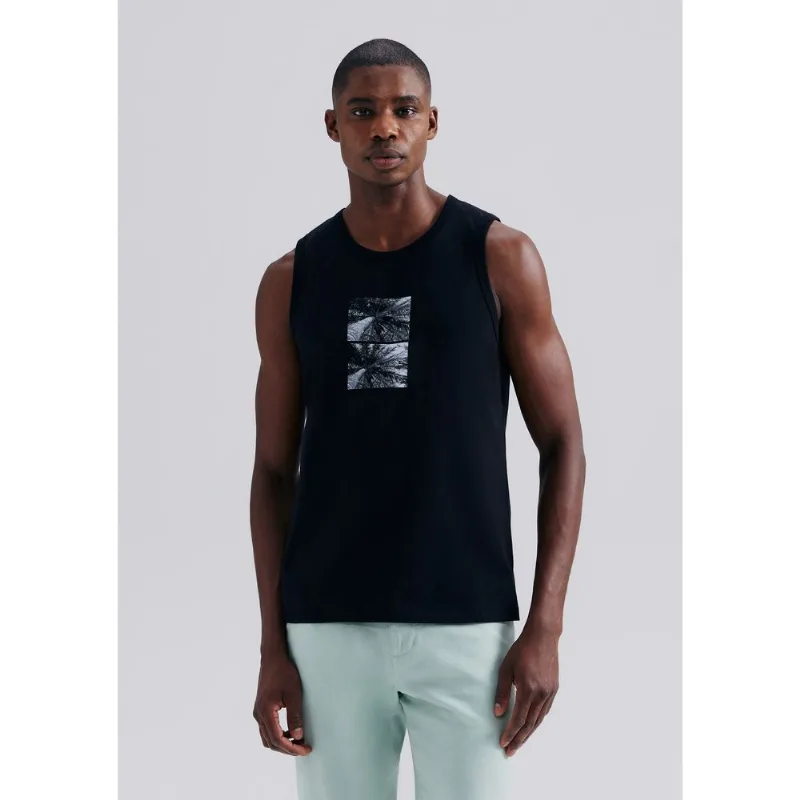 Regata Básica Masculina Regular Com Estampa - Preto XXG