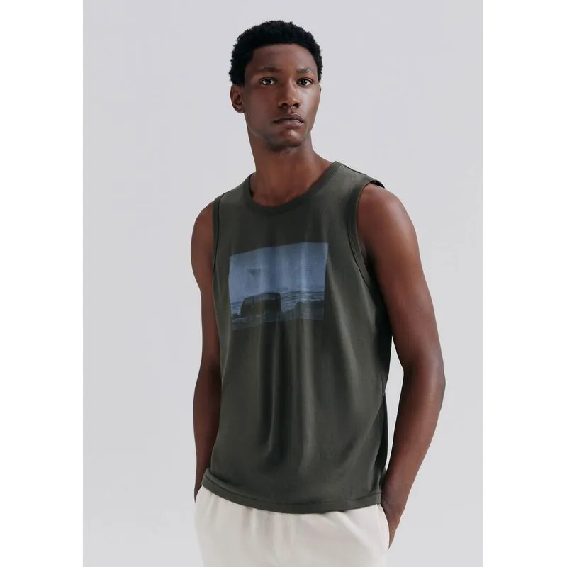 Regata Básica Masculina Regular Com Estampa - Verde M