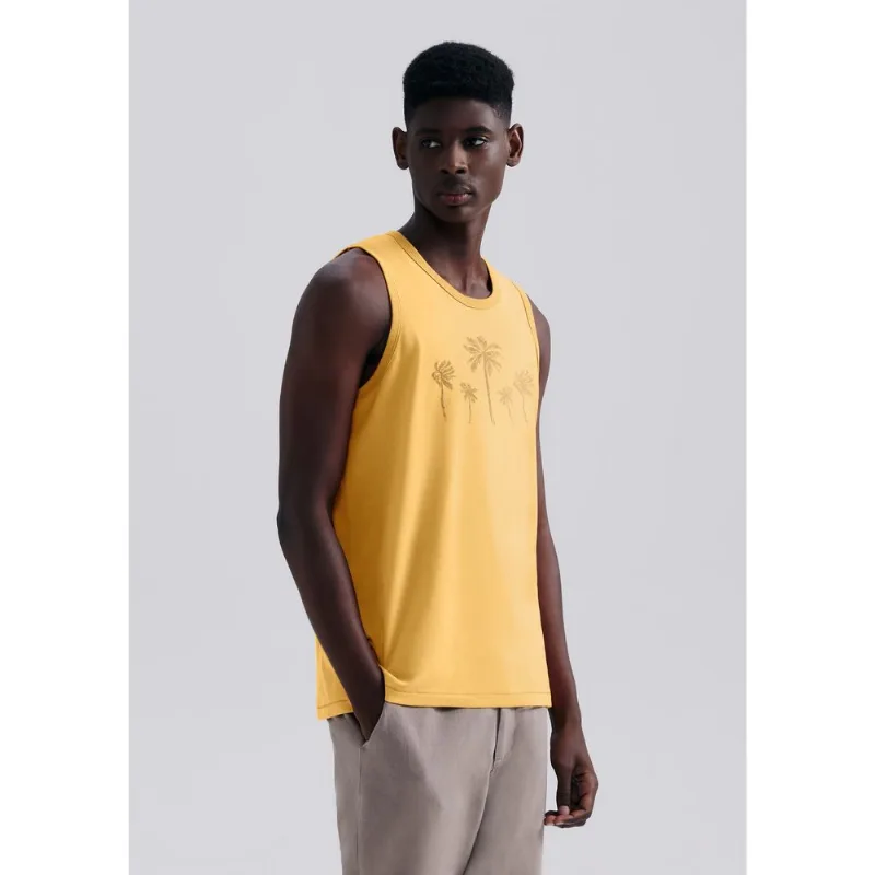 Regata Básica Masculina Regular Com Estampa - Amarelo XXG