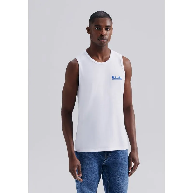 Regata Básica Masculina Regular Com Estampa - Branco XXG
