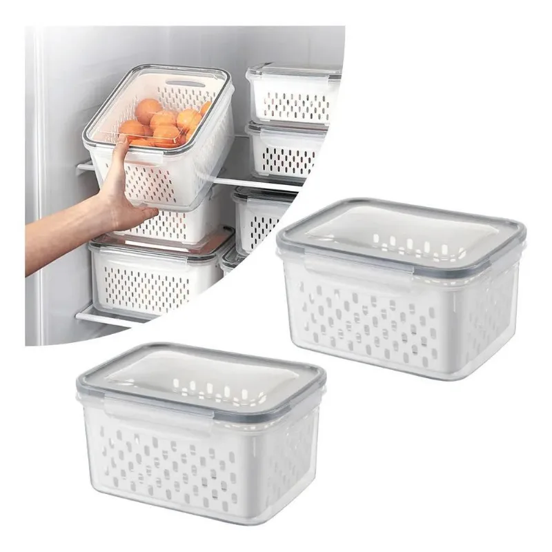 10x Vittak Kit 2 Organizadores De Geladeira 3,3 Litros Com