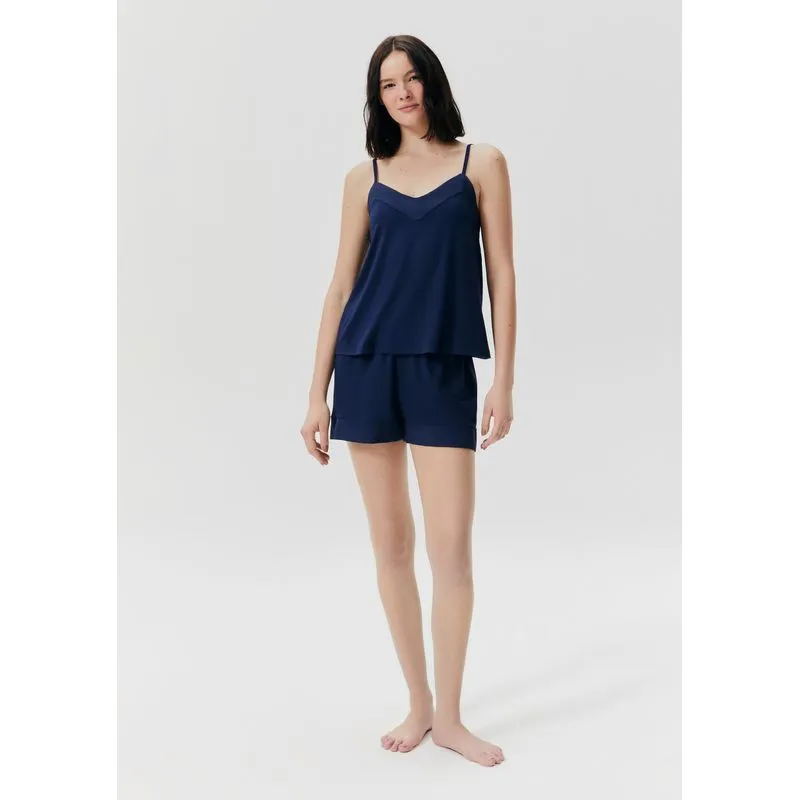 Pijama Feminino Curto Em Viscose - Azul XG
