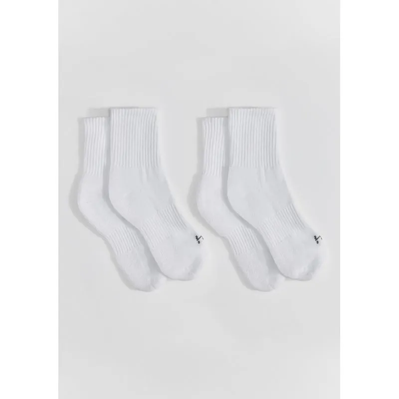 Kit 2 Pares de Meia Esportiva Cano Longo - Branco M