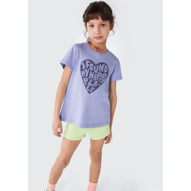 Shorts Curto Básico Infantil Menina - Verde 004