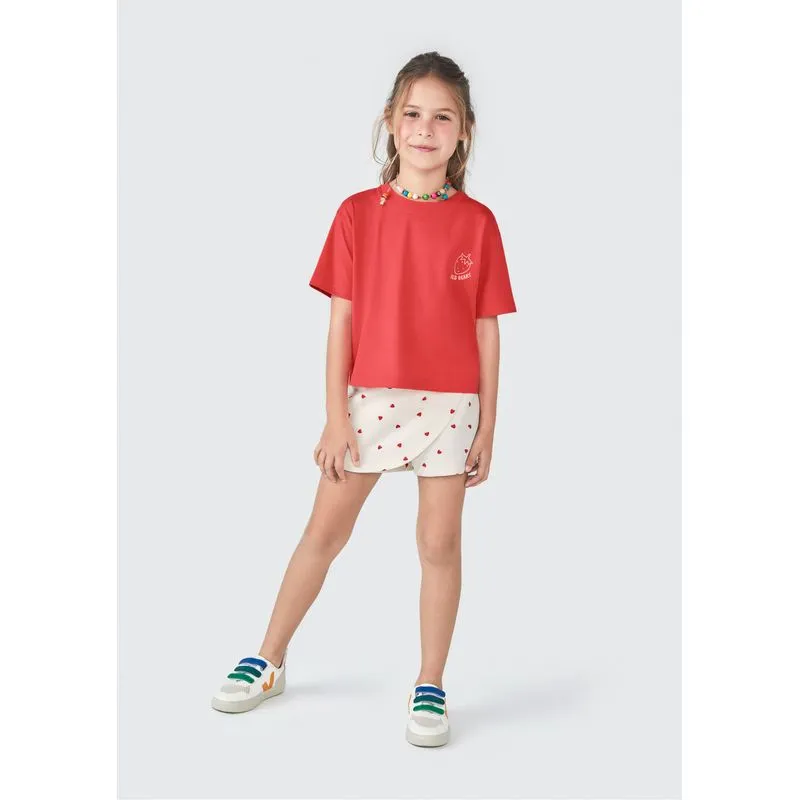 Conjunto Curto Infantil Menina - Vermelho 006