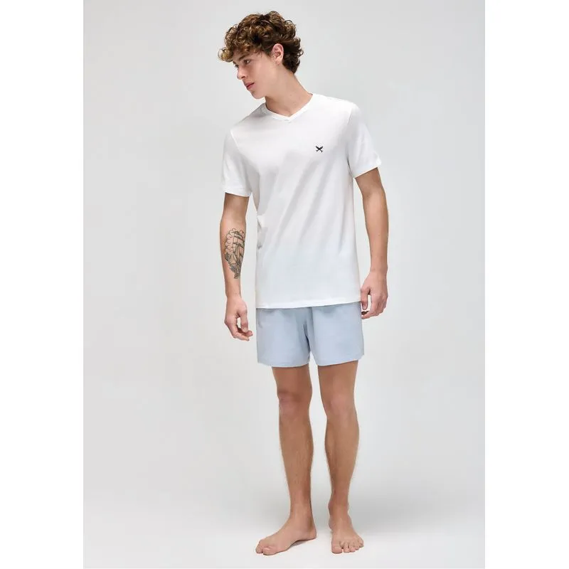 Pijama Curto Masculino Com Bordado - Off white XXG