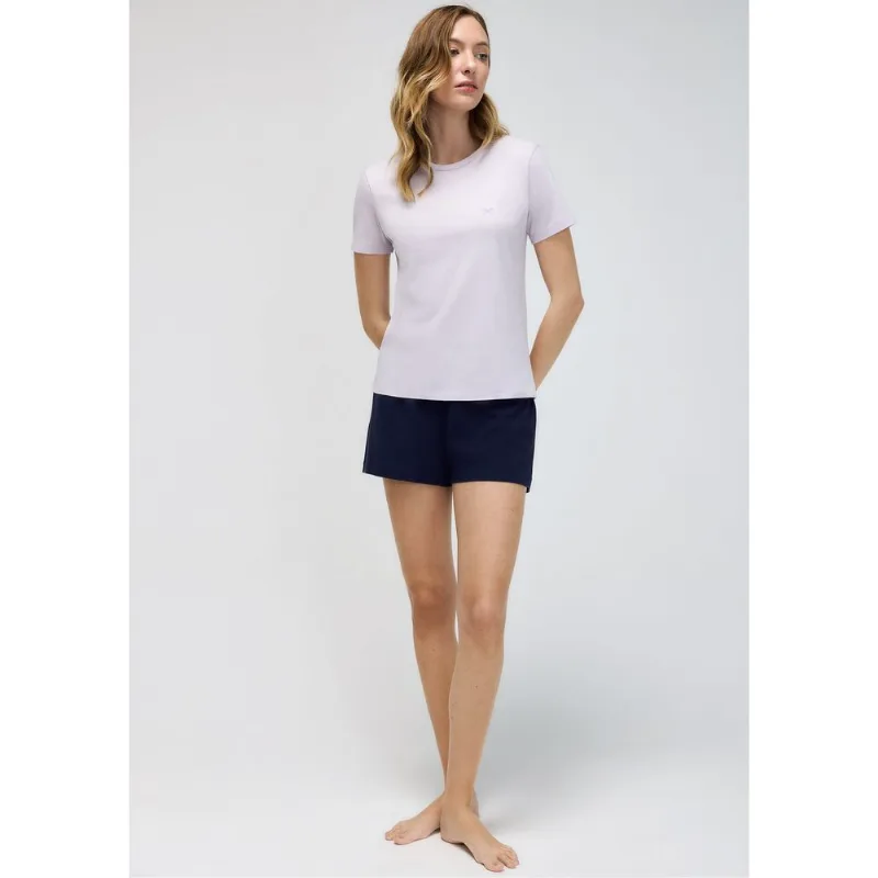 Pijama Curto Feminino Com Bordado - Off white G