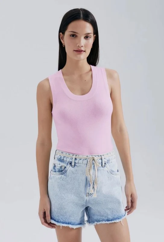 Regata Hering Decote Em U Feminina - Rosa G