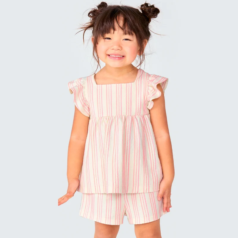 Conjunto de Bata e Shorts Listrado Rosa Hering Infantil - Feminino 01 / Menina