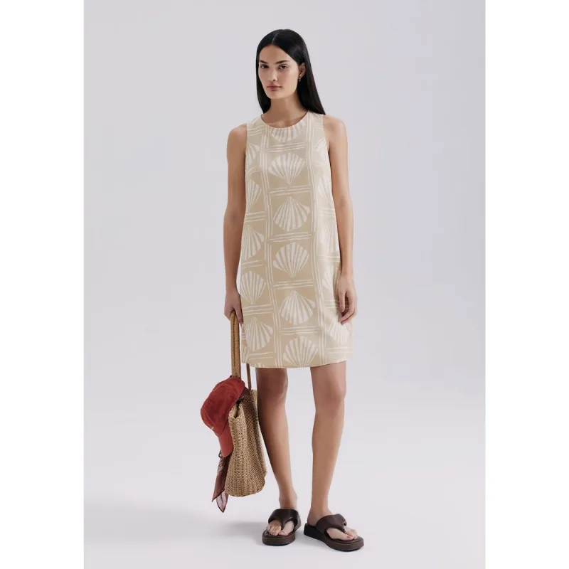 Vestido Curto Estampado Em Viscose - Creme XP