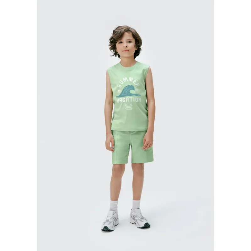 Regata Infantil Menino Em Malha De Algodão Com Estampa - Verde 010