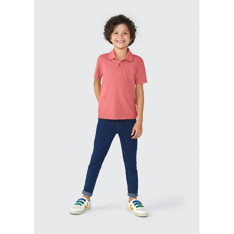 Camisa Básica Polo Infantil Menino Manga Curta Em Piquet - Vermelho 010