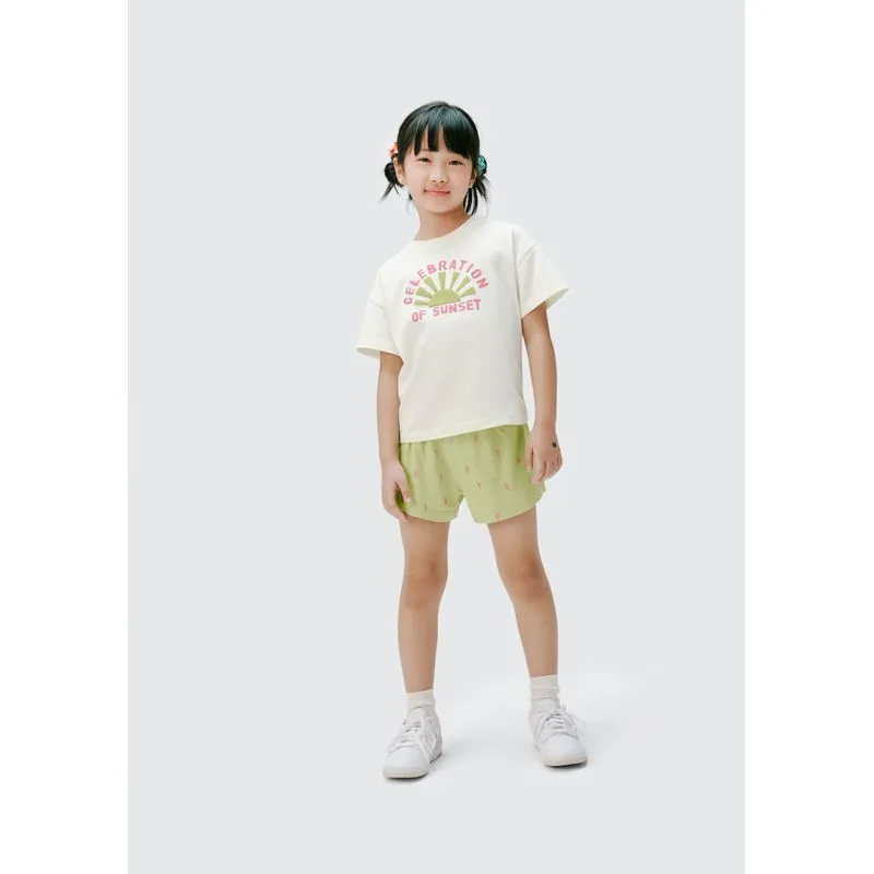 Conjunto Infantil Menina Curto Estampado - Amarelo 010
