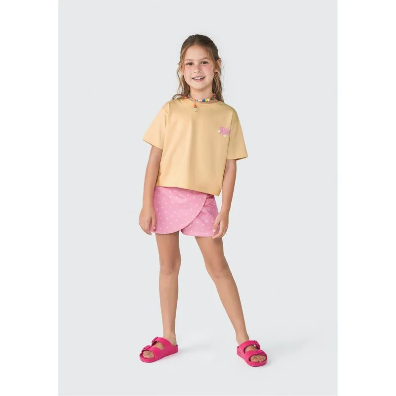 Conjunto Curto Infantil Menina - Amarelo 004