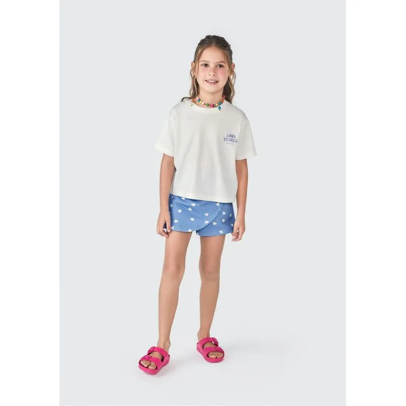 Conjunto Curto Infantil Menina - Off white 002