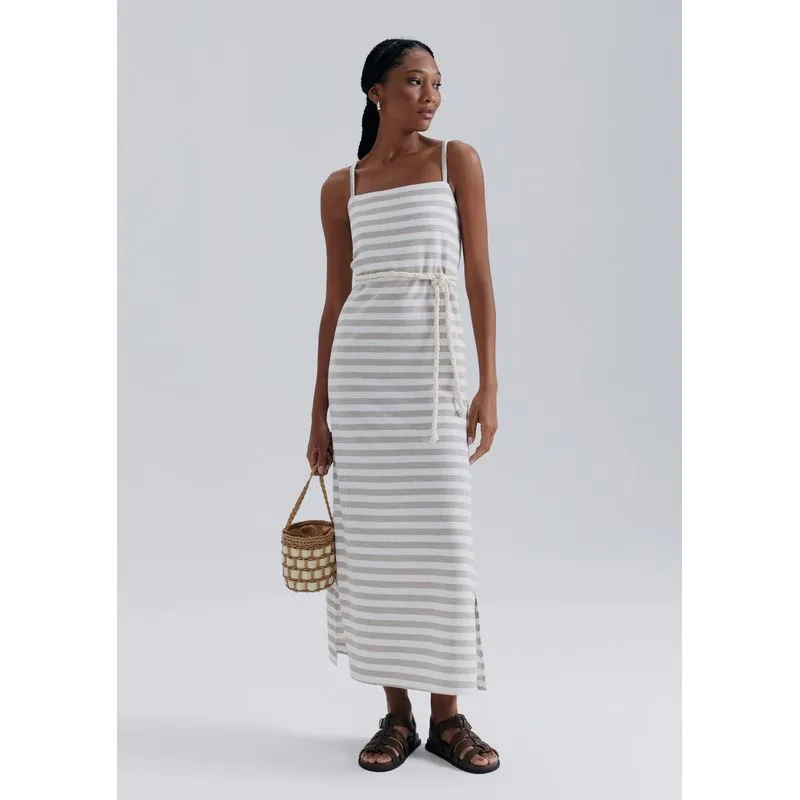 Vestido Midi Texturizado Eco - Caqui XG