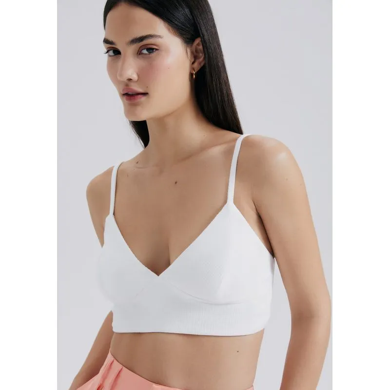 Top Alças Finas Canelado - Off white XG