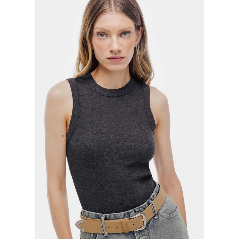 Regata Básica Feminina Slim Neck - Cinza M