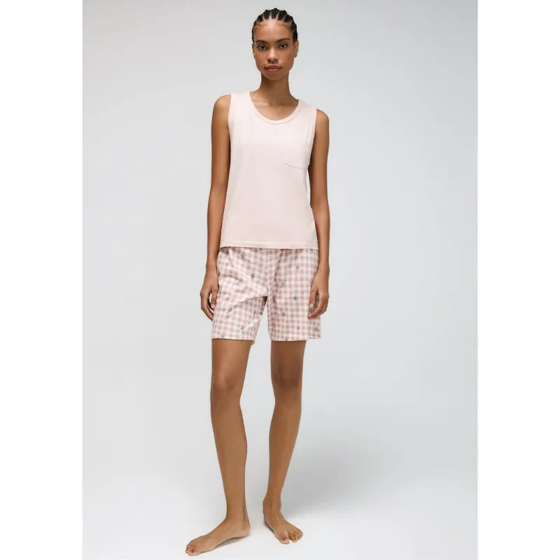 Pijama Curto Feminino Amplo Estampado - Rosa XXG