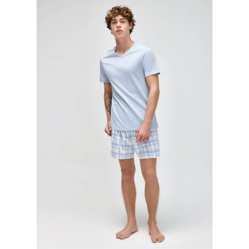 Pijama Curto Masculino Com Samba Canção - Azul P