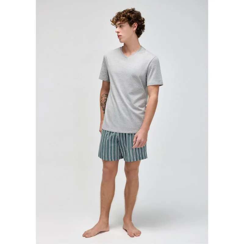 Pijama Masculino Curto Em Malha - Cinza XG