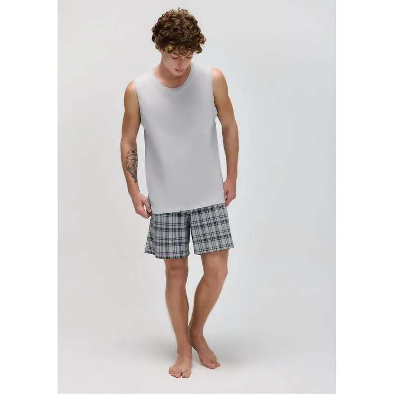 Pijama Curto Masculino Com Regata - Cinza P
