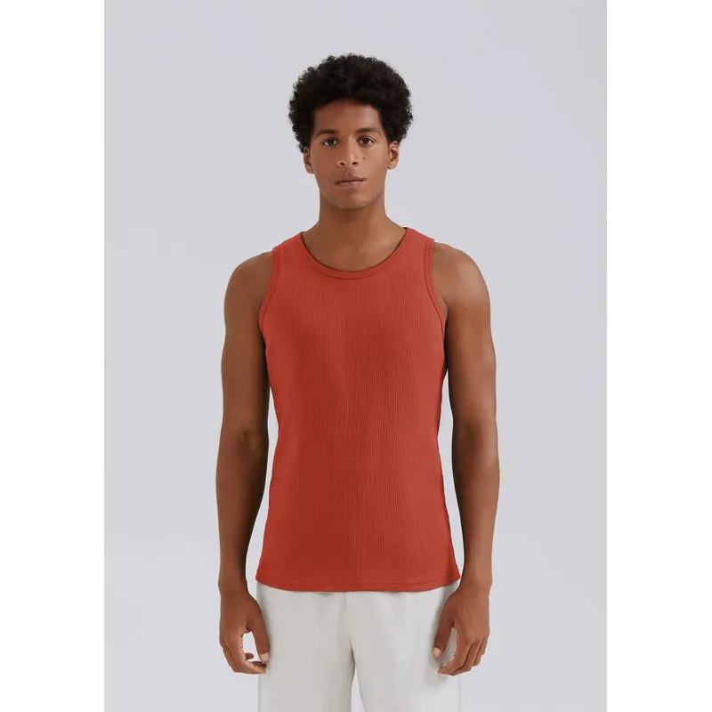 Regata Básica Masculina Slim Em Ribana Canelada - Vermelho P