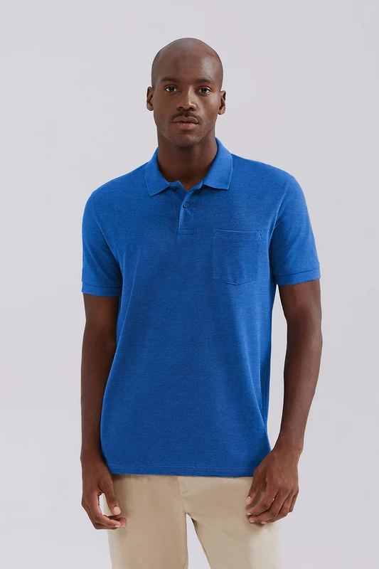 Camisa Polo Hering Básica Em Piquet Com Bolso Masculina - Azul XXG