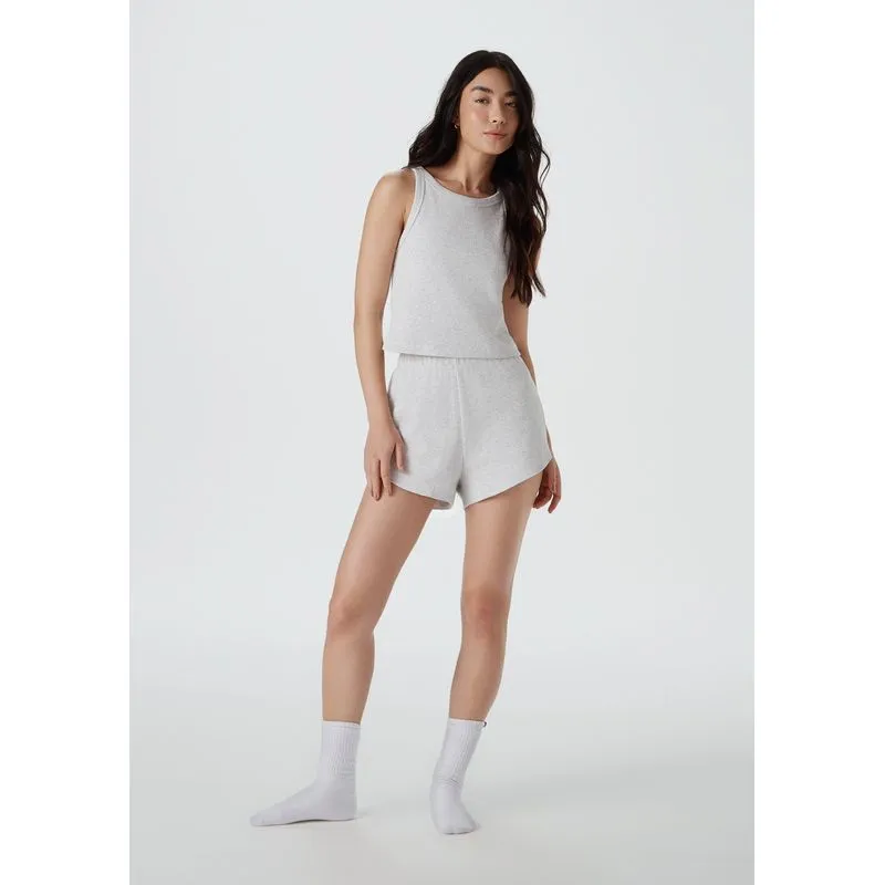 Pijama Curto Feminino Básico Em Ribana Canelada - Cinza M