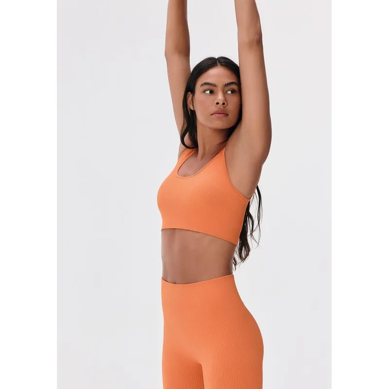 Top Esportivo Canelado Sem Costura - Laranja XG