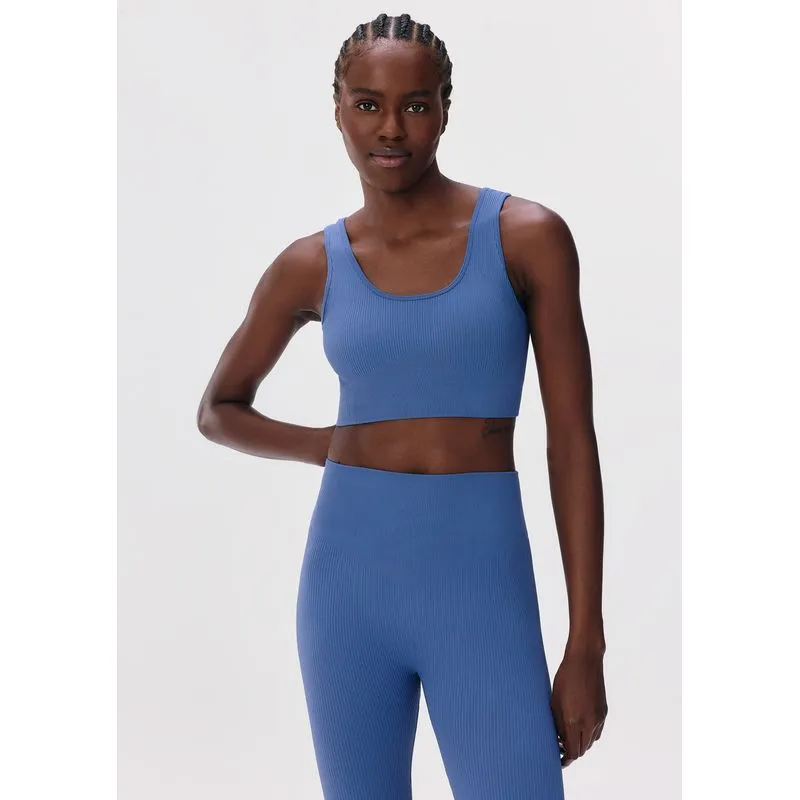 Top Esportivo Canelado Sem Costura - Azul P